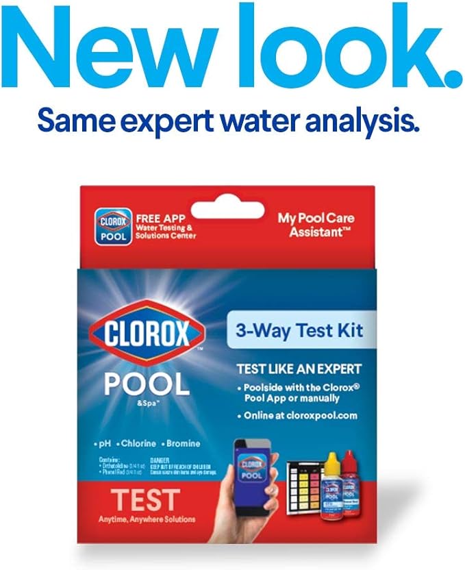 Clorox® Pool&Spa™ Swimming Pool 3-Way Water Test Kit, Accurately Measures Bromine, Chlorine and pH Levels (Pack of 3)