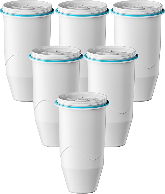 Replacement for Zero Water Pitchers and Dispenser ZR-001, 6 Count | Replacement for ZR-001 ZR-004 ZP-006 ZR-017, Five-Stage Filter System, Reduce Lead, Chromium, PFOA/PFOS by GAMOTH