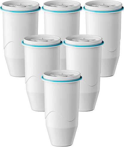 Replacement for Zero Water Pitchers and Dispenser ZR-001, 6 Count | Replacement for ZR-001 ZR-004 ZP-006 ZR-017, Five-Stage Filter System, Reduce Lead, Chromium, PFOA/PFOS by GAMOTH