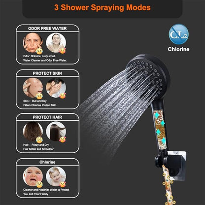 Black Large High Pressure Filtered Shower Head with Handheld, 14" Rain ShowerHead and 10 Spray Handheld with Filter, Upgrade Dual Shower for Couples Bathroom Accessories and Hard Water