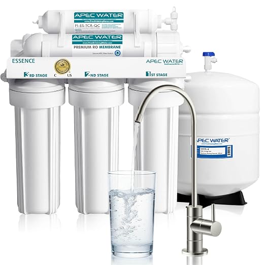APEC Water WQA Certified 5-Stage Under Sink Reverse Osmosis Water Filter System, Brushed Nickel, Certified Ultra Safe Drinking Water Filter System, Reduces 99.99% of Contaminants, DIY Install