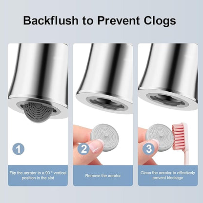 Metal Kitchen Faucet Head Replacement with Filter - Pull Down Spray Head Water Filter for Sink - 2 Modes Sink Sprayer Replacement with 12 Nozzle Adapters - Anti-clogging Design