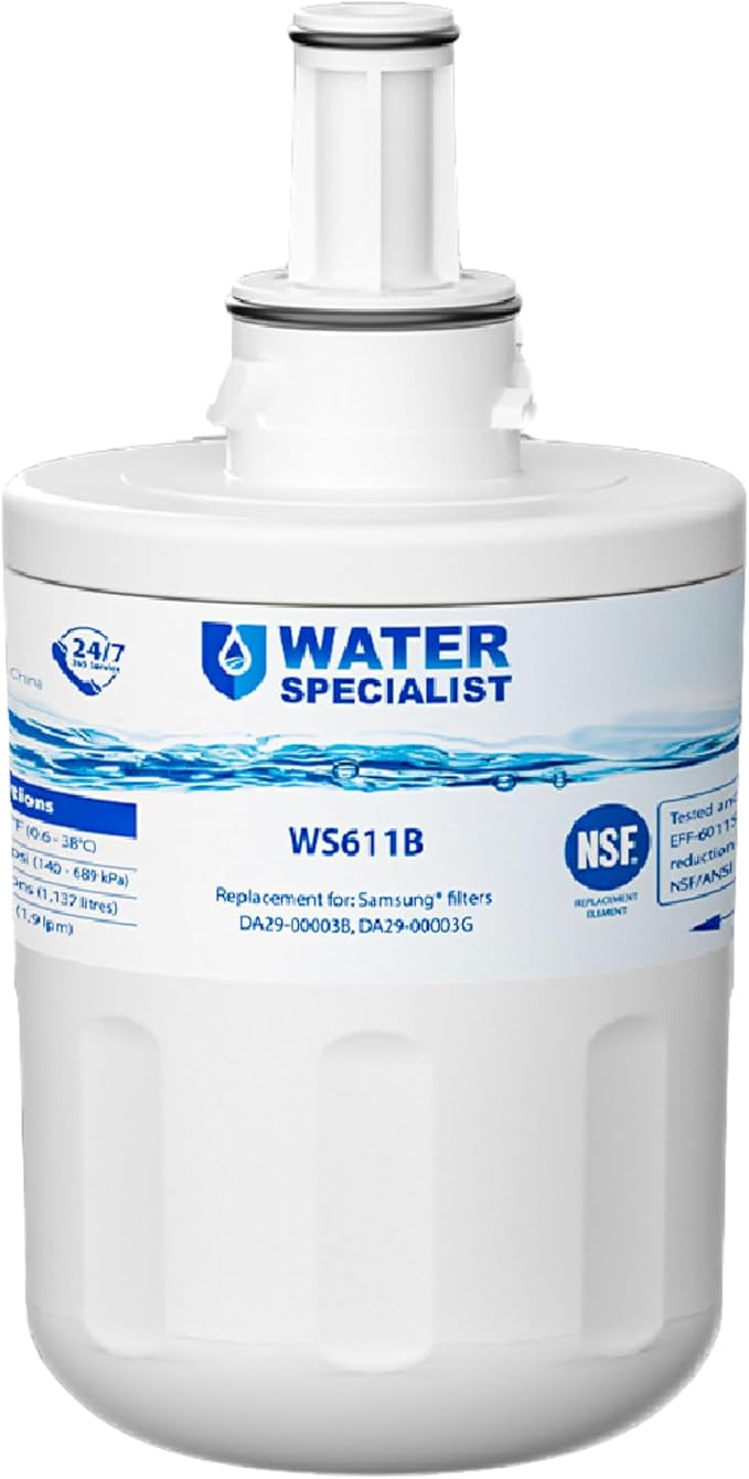 Waterspecialist WS611B Water Filter Replacement for Samsung® DA29-00003G | Replacement for DA29-00003B, Aqua-Pure Plus, RSG257AARS, RFG237AARS, HAFCU1, RS22HDHPNSR, WSS-1, Refrigerator Water Filter