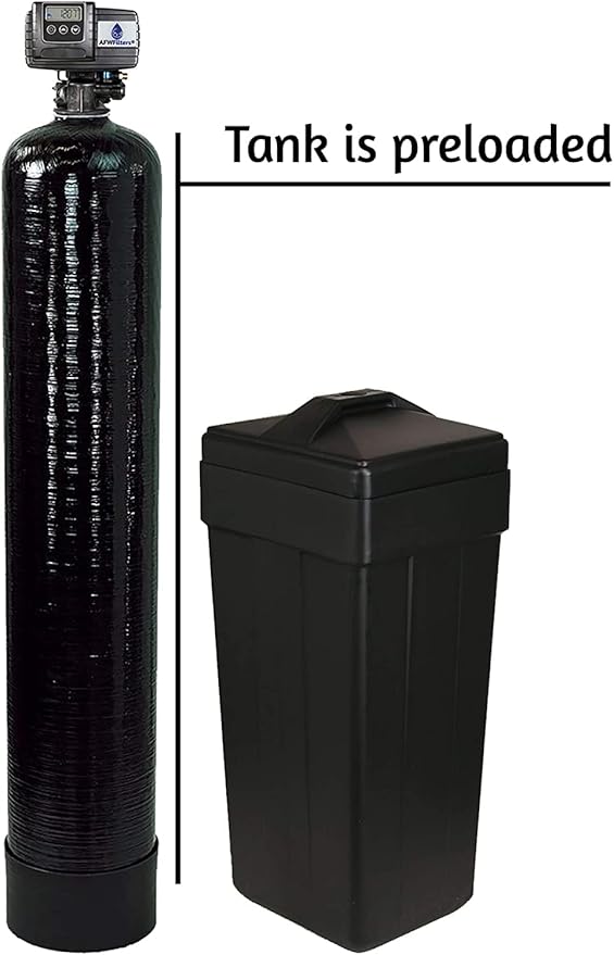 Fleck Whole House 64k Water Softener System Upgraded 10% Resin 5600sxt Metered on-demand & EXPRESS WATER 3-Stage Heavy Metal and Anti-Scale Water Filtration System, Stainless Steel