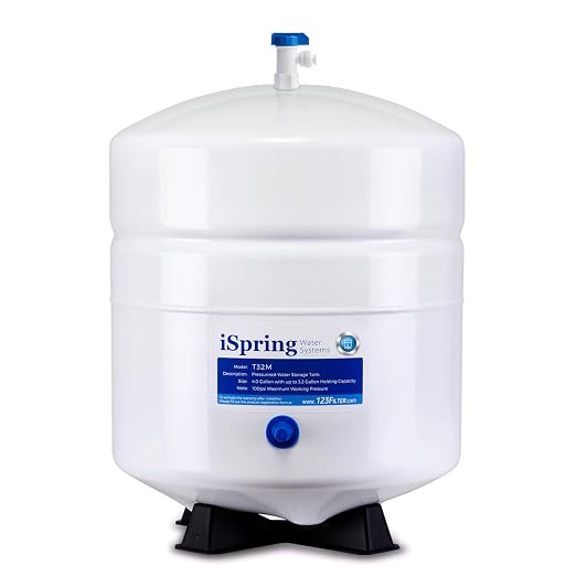 iSpring T32M Pressurized Water Storage Tank with Ball Valve for Reverse Osmosis RO Systems, 4 Gallon, 1/4" Tank Valve Included | iSpring F9K 1-Year Reverse Osmosis Water Filter Replacement Cartridge Pack Set for 6-Stage Alkaline Mineral RO Filtration S...