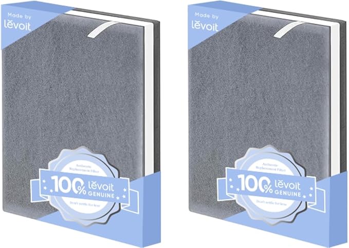 Levoit Vital 100 Air Purifier Genuine Replacement Filter, 2 Pack | AHAM VERIFIDE, High-Efficiency Activated Carbon for Removal of Smoke, Odors, Allergens, Pollen, Vital 100-RF, White