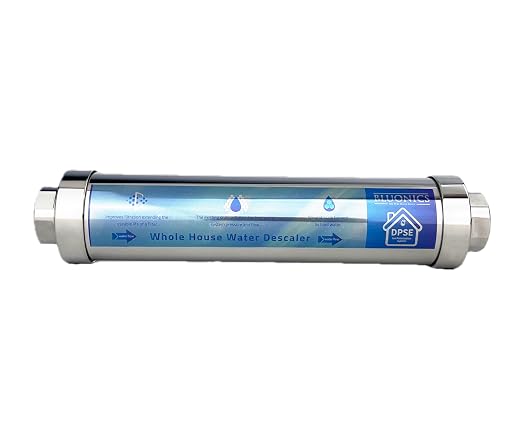 Bluonics Whole House Salt-Free Water Descaler – Stainless Steel Hard Water Conditioner, Prevents Limescale & Corrosion – No Salt, Eco-Friendly Alternative to Softeners