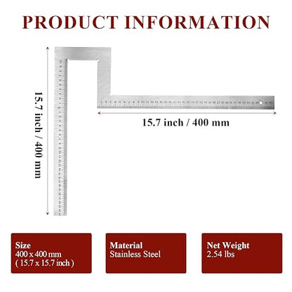 Stainless Steel Flange Square Pipefitter Tools (15.8 x 15.8 Inches) | Angle Flange to Measure Squareness Water Pipelines Distribution System Measuring Tool (400 x 400 mm)