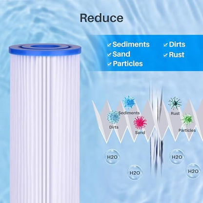 CFS 10 x 4.5 Pleated Water Filter Cartridges Compatible with HDX4PF4 | Well Water & Whole House Sediment Pleated Water Filters for FXHSC R50-BB WFHDC3001 W50PEHD GXWH40L GXWH35F
