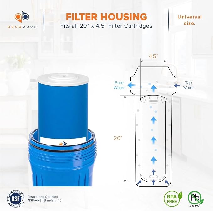 Aquaboon 5 Micron 20 x 4.5 Whole House Water Filter Replacement Cartridge Grabular Activated Carbon (GAG) for 1-Stage Water Filtration System 1 Pack