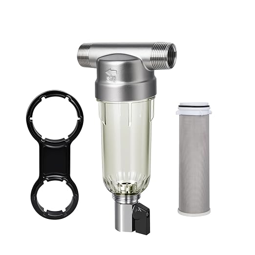 304 Stainless Steel 40 Micron Spin Down Water Filter, Whole House Spin Down Sediment Water Filter, Reusable Flushable Pre-Filtration System, 1" MNPT + 3/4" FNPT, BPA Free