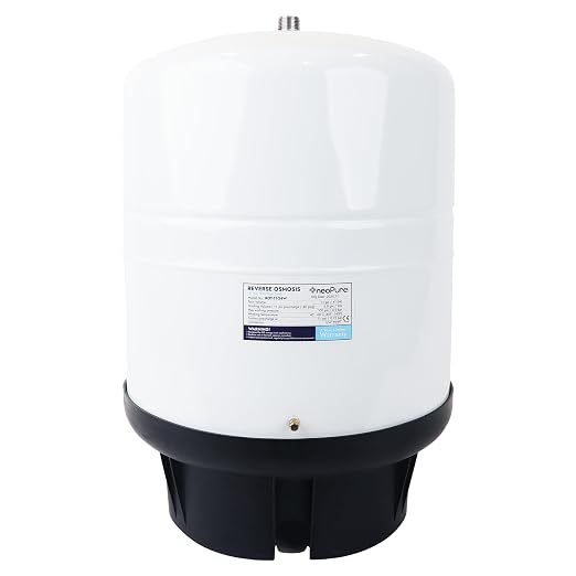 NeoPure 11 Gallon Reverse Osmosis Water Storage Tank, White – Pressurized RO Bladder Tank for Residential Drinking Water Filtration Systems, 15.1 x 20.1 Inches
