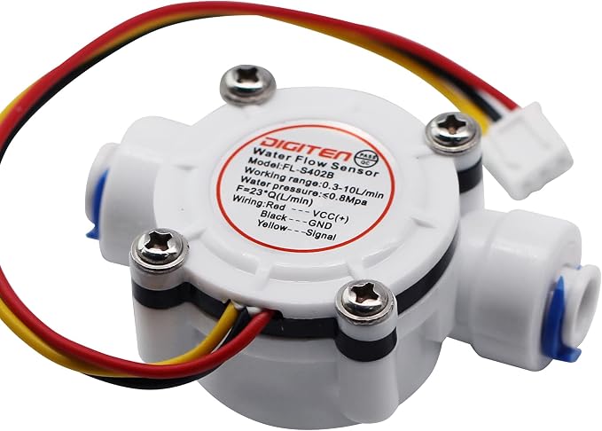 DIGITEN 1/4 Quick Connect 0.3-10L/min Water Hall Effect Flow Sensor Meter