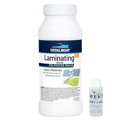 TotalBoat Polyester Laminating Resin - Marine Grade Fiberglass Resin and MEKP Catalyst for Layups and Repairs (Quart)
