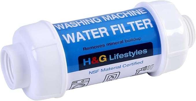 H&G Lifestyles Water Filter for Washing Machine,Water Softener Anti-Scale Water Filtration,with 3/4" GHT Garden Hose Filter, Prevent Scale Build-up,for Water Heater Swamp Cooler,1PACK