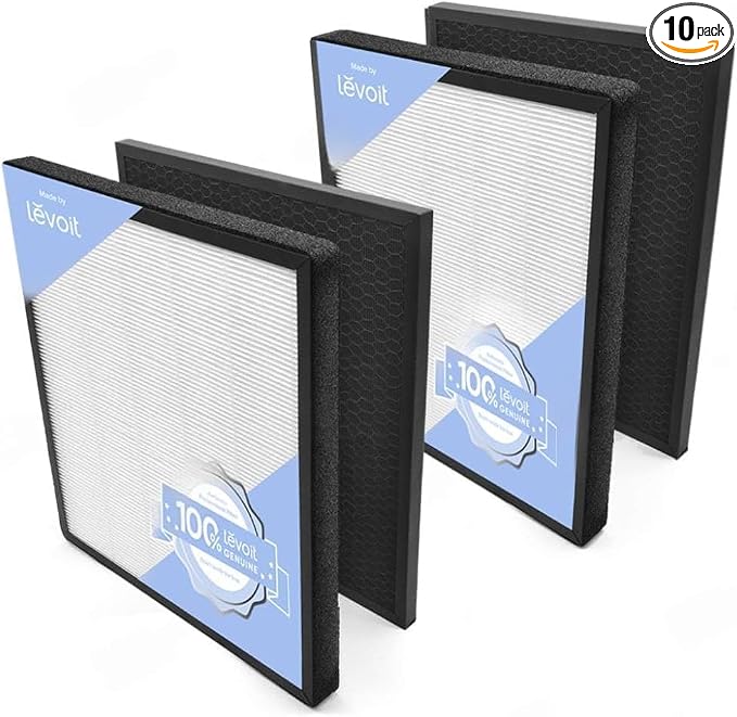 LEVOIT LV-PUR131 Replacement Filter, Genuine Air Purifier Filter, High-Efficiency Activated Carbon for Removal of Odor, Smoke, Pollen, Allergens, LV-PUR131-RF, 2 count (Pack of 5)