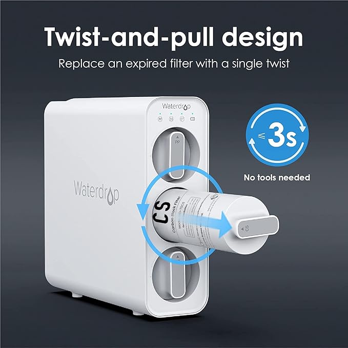 Waterdrop TSC Under Sink Water Filter Replacement, 1-Year Replacement Pack, 4-Pack (2 x TSPP, 1 x TSCS, 1 x TSCT), for Waterdrop TSC Under Sink Water Filtration System
