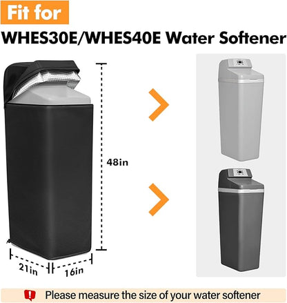 Water Softener Cover Insulated, 3 Layers Insulation Heavy Duty Protection Cover for WHES30E / WHES40E Grain Softener and 350/420 Water Softener, 16x21x48in, Black