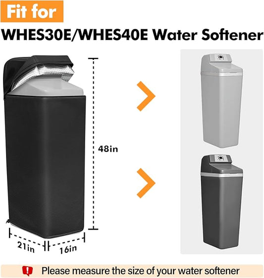 Water Softener Cover Insulated, 3 Layers Insulation Heavy Duty Protection Cover for WHES30E / WHES40E Grain Softener and 350/420 Water Softener, 16x21x48in, Black