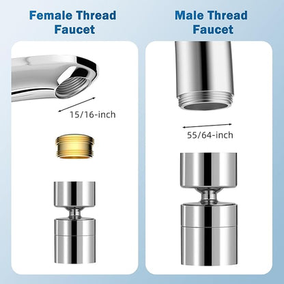 Hibbent Metal Faucet Aerator, 360-Degree Swivel Metal Kitchen Sink Aerator, Dual-function Sink Sprayer Attachment, Faucet Replacement Part 55/64'' Female Thread, Silver