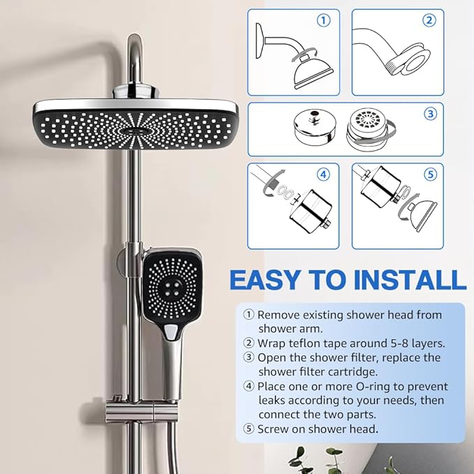 AMORIX Short Version 15 Stage Shower Filter Replacement Cartridge for Chlorine Reducing Shower Water Head Filter