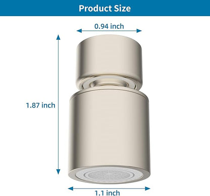 Hibbent NSF/ANSI/CAN 61 Certified Faucet Aerator, 360° Swivel Kitchen Sink Aerator, CUPC Certification 2-Flow Sink Sprayer Attachement, Faucet Replacement Part 55/64 Inch Female Thread, Brushed Nickel