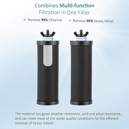 2.25G Ultra-Filtration Gravity Water Filter System, 304 Stainless Steel Countertop System with 2 Filters, Metal Faucet, Handle & 2 Leak-Proof Valves, NSF/ANSI 42 Certified, Removes 99% of Chlorine