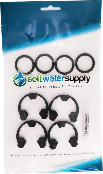 Authentic OEM Water Softener Kit - Clip 7116713 and O-Ring 7170288 - 4 Each - Includes Silicone O-Ring Lubricant