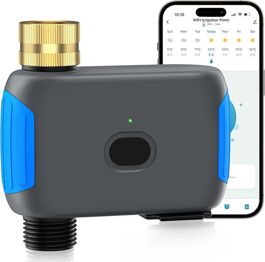 WiFi Sprinkler Timer, Smart Bluetooth Hose Timers, Water Timer for Garden Hose with APP, Digital Automatic Irrigation System Compatible with Alexa Google, for Outdoor Garden Lawn, 1 Outlet