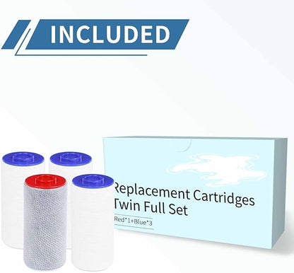 Replacement Filter Set for Weddell Duo - High-efficiency Shower Water Filtration System that Removes Chlorine/PFAS/Contaminants for Better Skin and Hair Health (1RED+3BULE)
