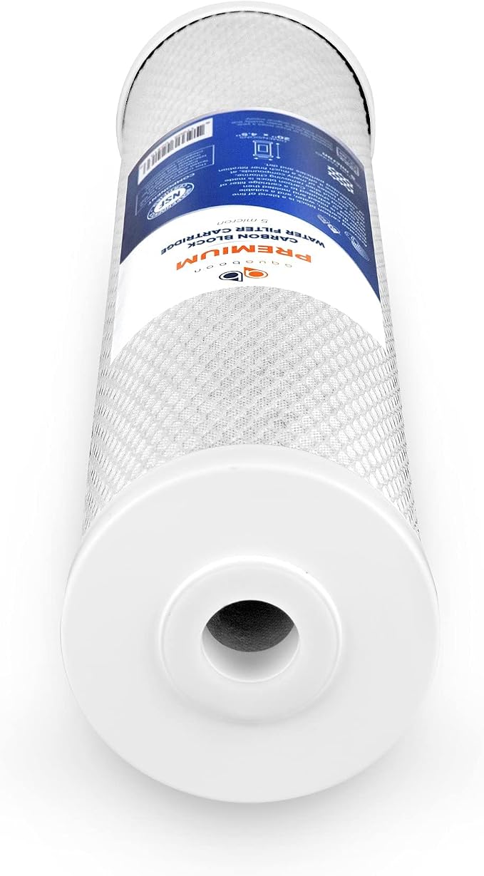 Aquaboon 5 Micron 20 x 4.5 Whole House Water Filter Replacement Cartridge Carbon Block Chlorine Reduction for 1-Stage Water Filtration System 6 Pack