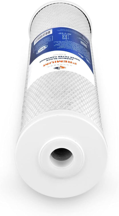 Aquaboon 5 Micron 20 x 4.5 Whole House Water Filter Replacement Cartridge Carbon Block Chlorine Reduction for 1-Stage Water Filtration System 6 Pack
