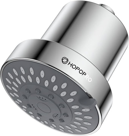 Filtered Shower Head with 5 Modes, HOPOPRO High Pressure Showerhead with Filter, 2-In-1 Fixed Showerhead Filter for Hard Water, Remove 99% Chlorine, Improves Skin Hair Condition (4 Inch Silver)