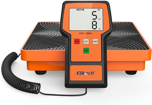 Elitech LMC-100A+ 220Lbs Refrigerant Scale Electronic Freon Charging Recovery Weight Scale for HVAC with Case
