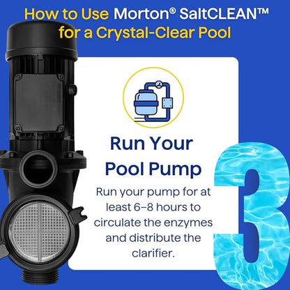 Morton SaltCLEAN | All-Natural Enzyme Pool Clarifier for Clearer Water | Breaks Down Oils, Lotions & Scum | Weekly Maintenance for All Pool Types | 32oz
