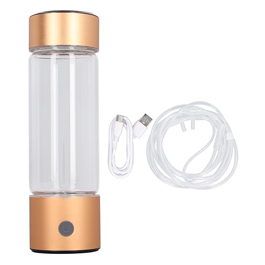 410ml Hydrogen Water Bottle with Nasal Inhalation Hose, 1200?1400PPB Portable Rechargeable Hydrogen Water Ionizer Machine, Hydrogen Rich Water Glass Health Cup for Home Travel