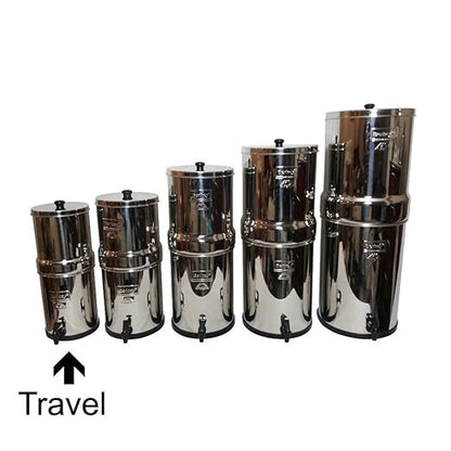 Travel Berkey Gravity-Fed Water Filter with 2 Black Berkey Elements + 2 Berkey PF-2 Fluoride and Arsenic Reduction Elements—Use at Home or Outdoors