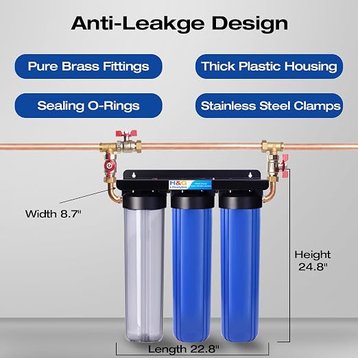 H&G Lifestyles Whole House Water Filter System,Iron Filter for Well Water | Remove Sulfur Odor Chlorine and Heavy Metal,Improve Water Taste, 3 Stage Home Water Softener Filtration System