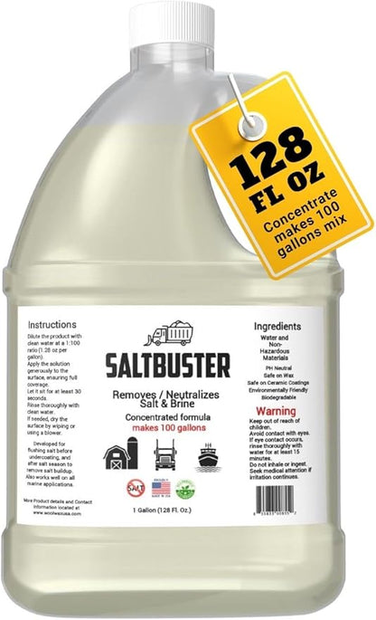 woolwax SALTBUSTER Salt & Brine Remover/Neutralizer for Auto & Trucks, Concentrated PH Neutral Formula, 1 Gallon Makes 100 Gallons