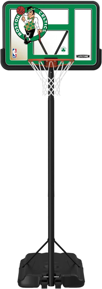 Lifetime NBA Boston Celtics Portable Basketball Hoop, Adjustable Height 7.5-10 Ft, 44 Inch Shatterproof Fusion Backboard, Base with Wheels