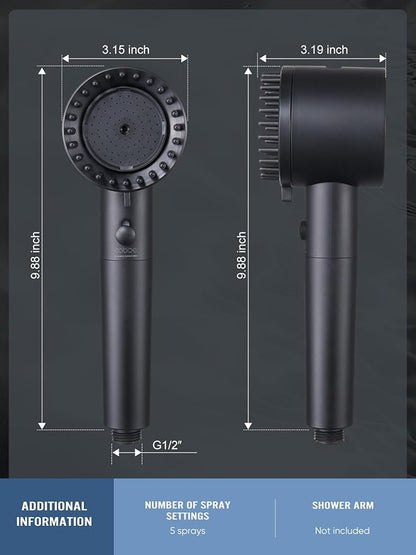 Cobbe Filtered Shower Head with Handheld, High Pressure 5 Spray Mode Showerhead with Filters, Built-in Power Wash for Hard Water - Remove Chlorine - Reduces Dry Itchy Skin, Black