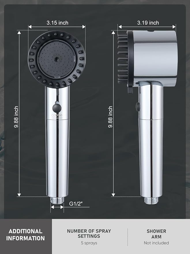 Cobbe Filtered Shower Head with Handheld, High Pressure 5 Spray Mode Showerhead with Filters, Built-in Power Wash for Hard Water, Chrome