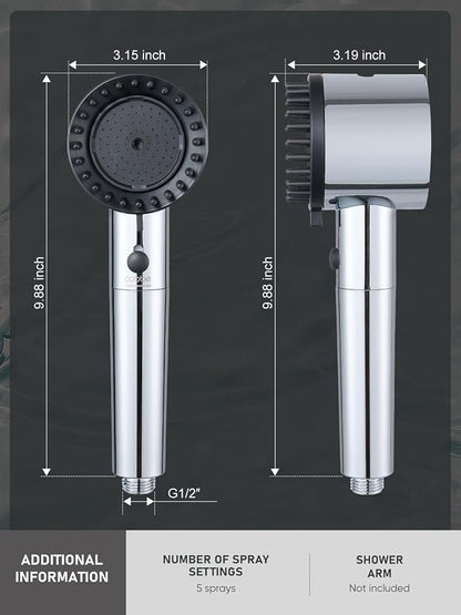 Cobbe Filtered Shower Head with Handheld, High Pressure 5 Spray Mode Showerhead with Filters, Built-in Power Wash for Hard Water, Chrome