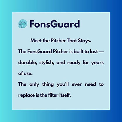 FonsGuard Water Filter Pitcher Pure, BPA-Free Plastic, 8-Cup Capacity, Active Carbon Purification
