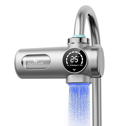 Faucet Water Filter, 3-Stage Filter with UV-C & Self-Powered Display, Dual Modes for Tap/Filtered Water, Safe for Food & Skin Fits 22/24/28mm and Circular Tap