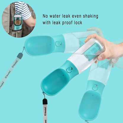 Cibaabo Dog Water Bottle with Food Container & Poop Bag Holder & Filter | Travel Water Bowl, Portable Pet Dispenser, Dog Gifts, Puppy Essentials for Walking Hiking