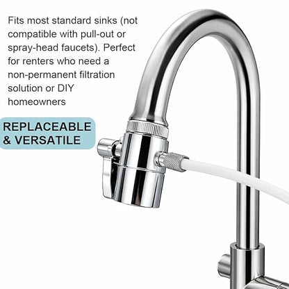 2 Pack Faucet Diverter Valve for 1/4" RO Tubing Countertop Water Filter with M22-M24 Adapter, Chrome Plated Brass Sink Valve Splitter Compatible with iSpring, APEC, and Standard Kitchen Faucets (2)