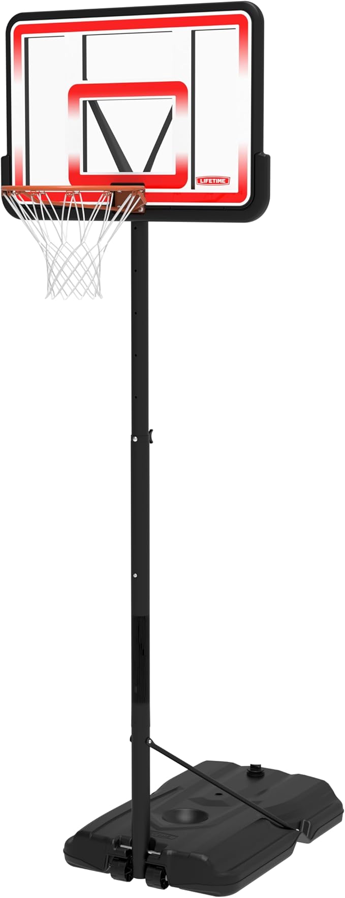 Lifetime Portable Basketball Hoop, Adjustable Height 7.5-10 Ft, 44 Inch Shatterproof Fusion Backboard, Base with Wheels