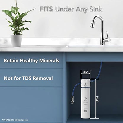 Hydrovos DWSS Under Sink Water Filter System, NSF 42 & 53 Certified Removes Microplastics, Reduces Cysts, Chlorine, Under Counter Water Filtration System for Kitchen, Bathroom, RV