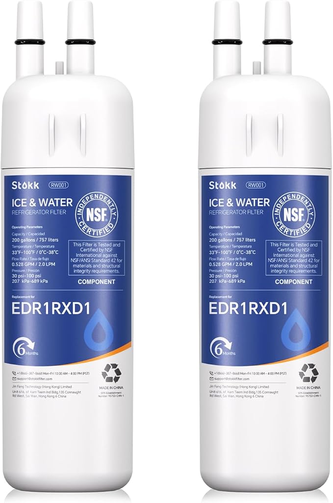 Stokk EDR1RXD1 Replacement Compatible with Everydrop Filter 1, EDR1RXD1B, Whirlpool W10295370A, P8RFWB2L, P4RFWB, P5WB2L, 46-9081, 46-9930, RW001 Refrigerator Water Filter, 2 Pack